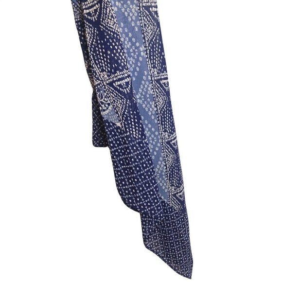 BCBG MAXAZRIA NICKELETTE BLUE & WHITE SILK PRINT HIGH LOW BLOUSE - SIZE S - Picture 4 of 5